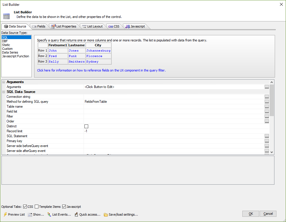 Datasource Sql